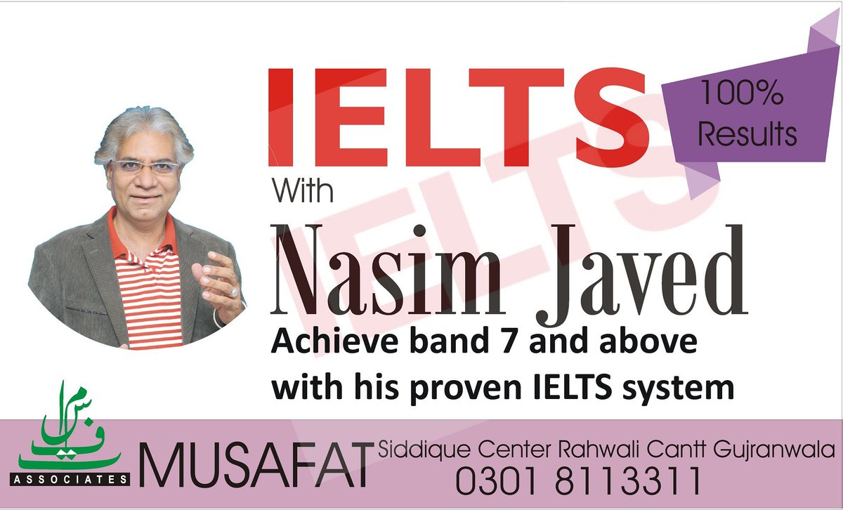 musafatlaw's tweet photo. IELTS with Nasim Javed.
Achieve band 7 and above with his proven IELTS system.
#musafat #IELTS https://t.co/2nVwZSTOn6