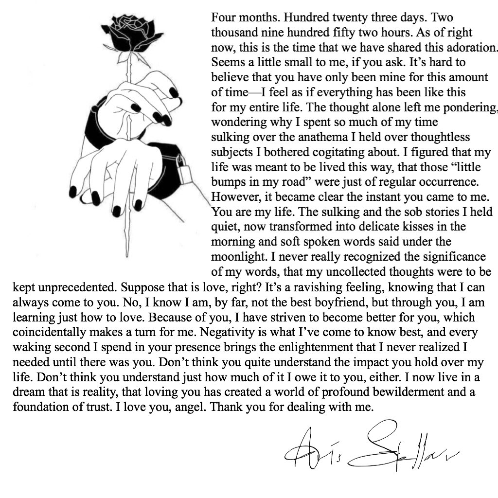 Christ, four months. Feels like ‘ve loved you for a lifetime, angel. Certainly don’t deserve you.