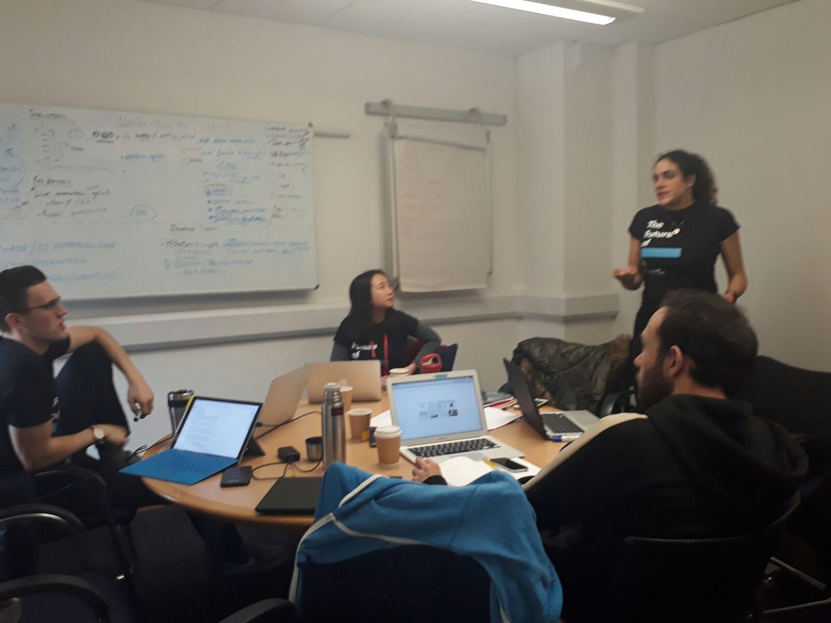 LBSHackathon's tweet photo. Team INSINC working on their idea to develop more meaningful social connections #HackLBS https://t.co/6mnYyb5d6H