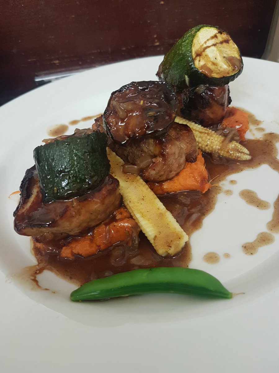 This weekends special...Honey and Mustard pork fillets,sweet potato mash,balsamic and rosemary courgettes with thyme jus #thenewinn #weeklyspecial #worthit