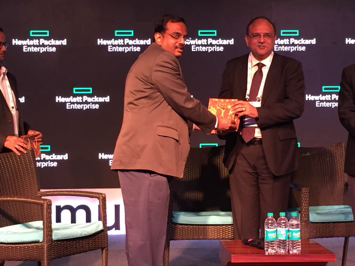 HPE_India's tweet photo. We thank all our panelists Rajendra Kumar Gupta from Bank of Maharashtra, Ajay Kapoor @HDFC_Bank, Goutam Dutta from ICICI Lombard and Sandeep Pendharkar from HPE and moderator Rahul Neelmani at 10th edition of iconic #HPEC4IO conclave #Convene #Communicate #Collaborate #Conquer https://t.co/PVVcLK8eoU