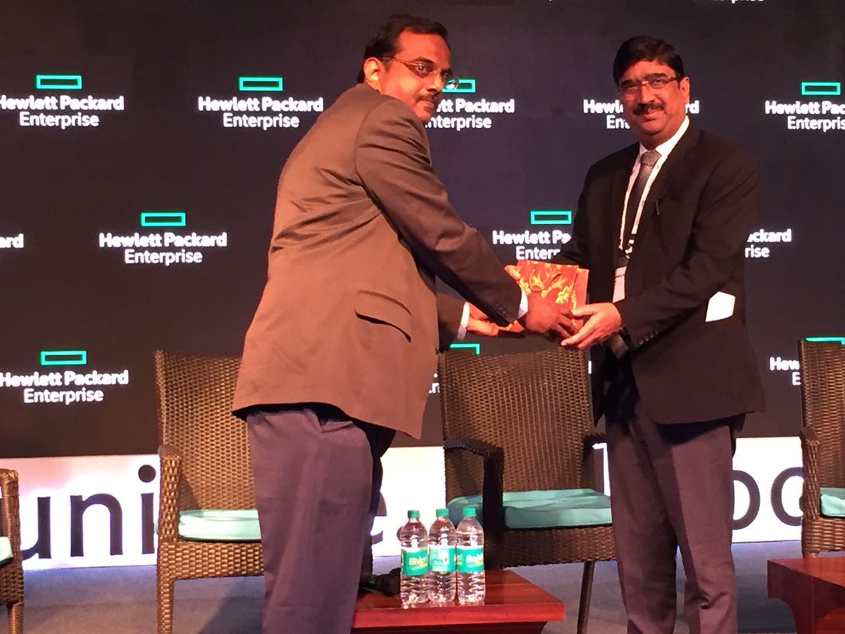 HPE_India's tweet photo. We thank all our panelists Rajendra Kumar Gupta from Bank of Maharashtra, Ajay Kapoor @HDFC_Bank, Goutam Dutta from ICICI Lombard and Sandeep Pendharkar from HPE and moderator Rahul Neelmani at 10th edition of iconic #HPEC4IO conclave #Convene #Communicate #Collaborate #Conquer https://t.co/PVVcLK8eoU