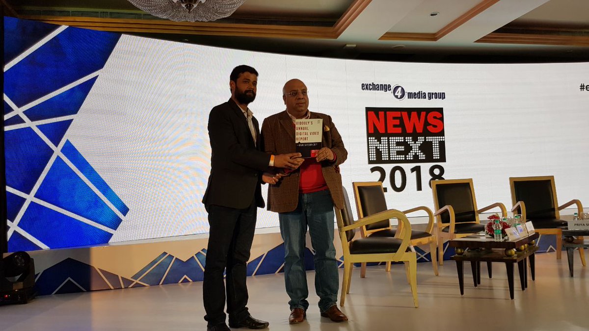 vidoolydotcom's tweet photo. Vidooly's Annual Digital Video Report - News Category 2017 is finally launched at the prestigious NEWSNEXT 2018 Conference &amp; #enbaAwards 2017! 

Here's our Co-Founder @subratkar with @anuragbatrayo, Chairman &amp; Editor-in-Chief, @e4mtweets &amp; BW Businessworld. @e4mevents https://t.co/tFHNzjr2j7