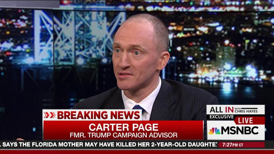 (46) At first, Carter Page was a "businessman" and "former Trump campaign adviser" who was supposedly a "possible Russian spy", and thus REASON for us to be very afraid of Trump. Very afraid! So afraid that it would justify keeping tabs on the guy!