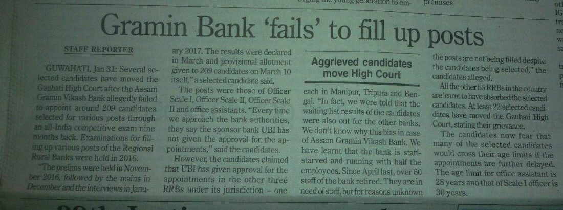 agvbbatchcwe5's tweet photo. @News18Northeast @UnitedBankTweet Wht benefit of education,exam if we hv to move to court,do dharna for our rightful job evn aftr clearing national lvl IBPS exam(2016) bcoz some babu make some mistake of not taking approval b4 vacancy declaration &amp; allotment #justice4agvbcandidates  #ExamWarriors https://t.co/SoOscoKMS6