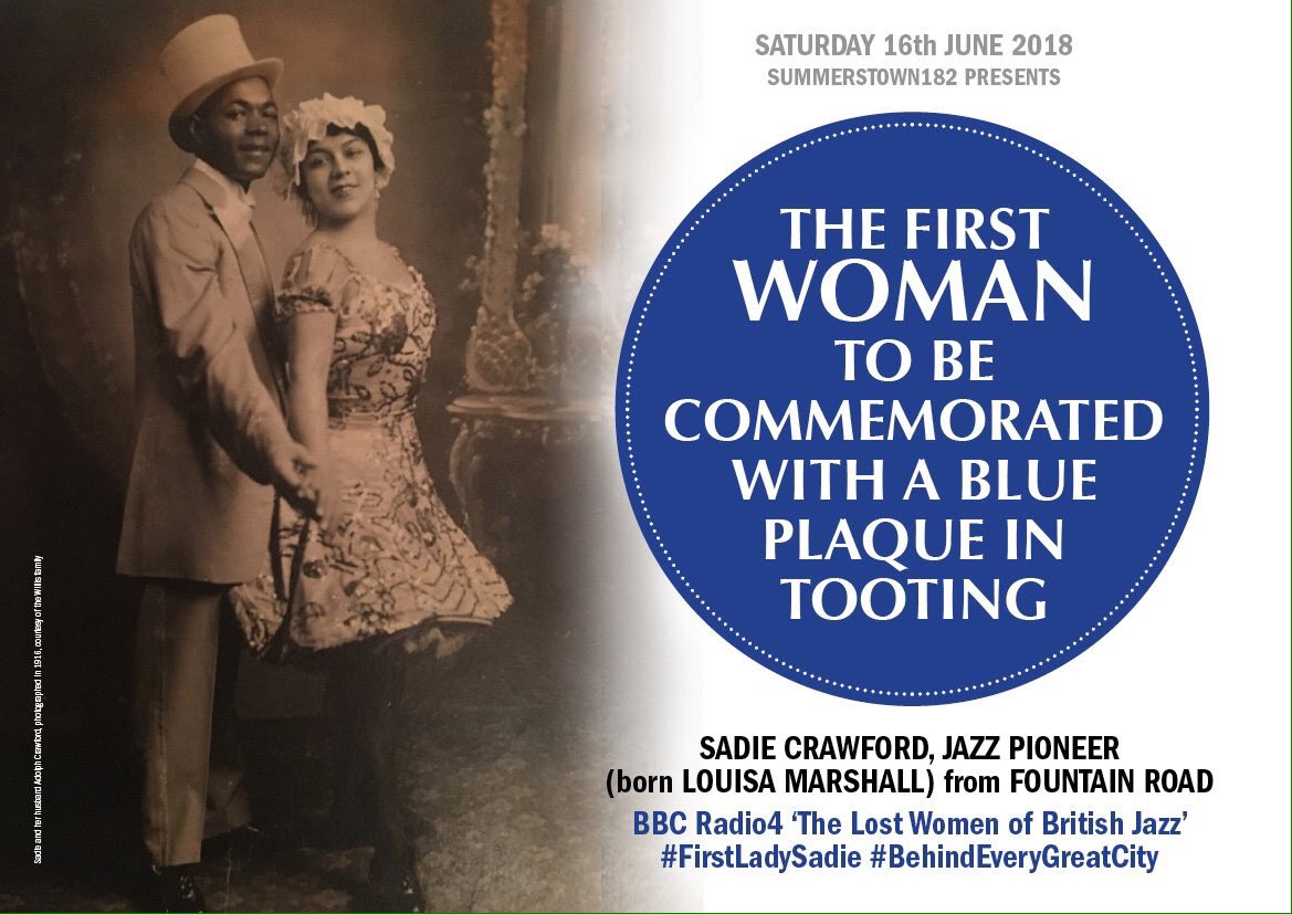 summerstown182's tweet image. Sat 26th May #TootingLibrary WORLD EXCLUSIVE for #WandsworthHeritageFestival Your chance to hear a recording of the FIRST BRITISH WOMAN TO RECORD JAZZ, Sadie Crawford from Tooting, acccompanied by a talk delivered by her great nephew Stephen Willis #FirstLadySadie #AgeOfJazz