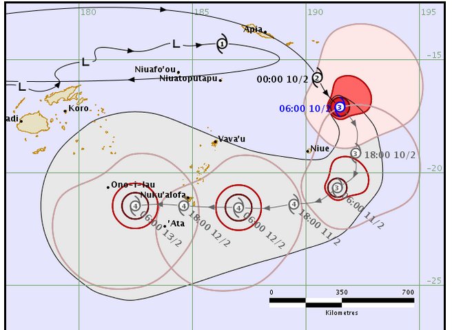 achandftv's tweet photo. Tropical Cyclone Gita will be category 4 by 6pm tomorrow as it approaches Tonga. Ono-I-Lau has been put in the direct path of Gita by Tuesday #FijiNews #TeamFiji #TCGita https://t.co/cHCRFJzMKg