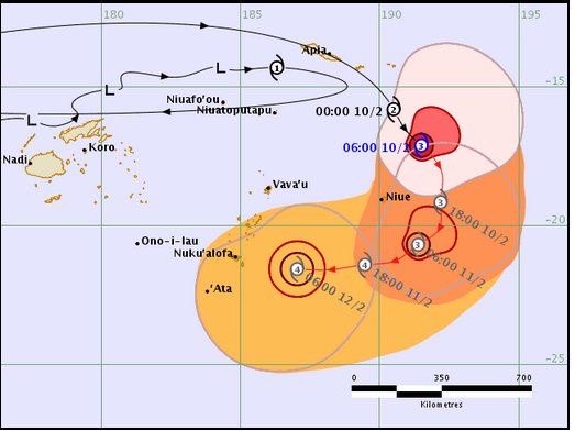 achandftv's tweet photo. Tropical Cyclone Gita will be category 4 by 6pm tomorrow as it approaches Tonga. Ono-I-Lau has been put in the direct path of Gita by Tuesday #FijiNews #TeamFiji #TCGita https://t.co/cHCRFJzMKg