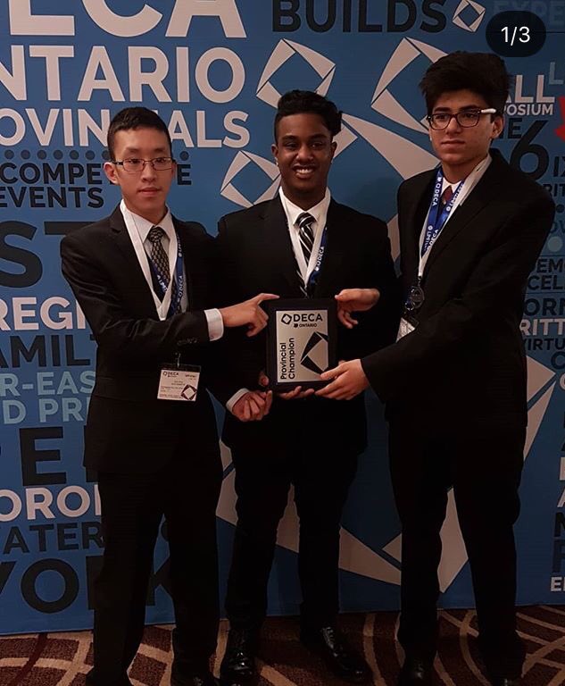 jhssdeca's tweet photo. FIRST TIME IN JHSS HISTORY: Kevin Wong, Michael Brigmohan and Naail Zubair qualify for DECA internationals for their entrepreneurship promotion project! @JacobHespeler https://t.co/XC9ZVpBpPb