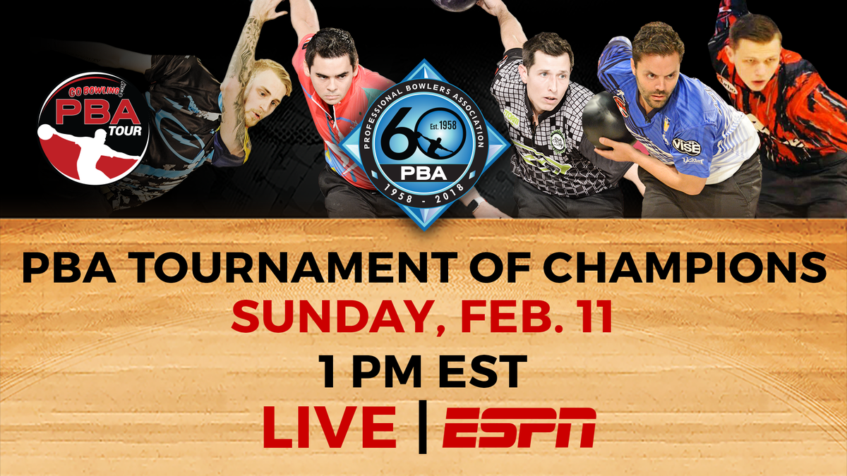 PBATour's tweet photo. 🚨LIVE Bowling on TV🚨

Be sure to tune in tomorrow to @espn for the Tournament of Champions stepladder finals at 1pm ET. We're going to have a great show!🎳 #PBA #TOC #LIVEBowling https://t.co/4JZPzCuX6p