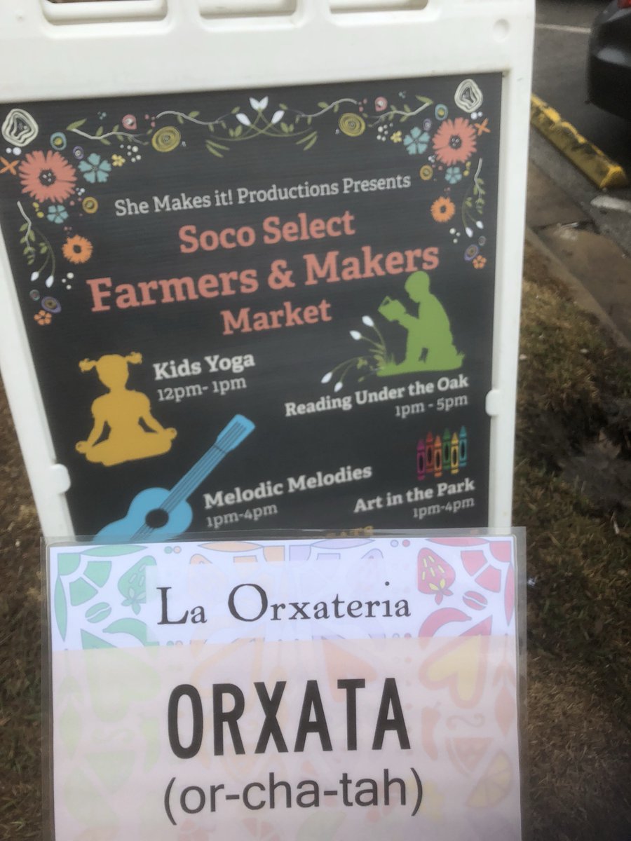 themomandpops's tweet photo. La Orxateria will be selling it’s delicious orxata (or-cha-tah) and aguas frescas at the SoCo Farmers Market today from 11-5!  Or, visit our storefront at 5460 Guadalupe Street, Suite L133 for a complete selection of cold &amp; hot drinks, Mom&amp;Pops paletas, and savory Mmmmpanadas❤️ https://t.co/6H0i9mhsrr