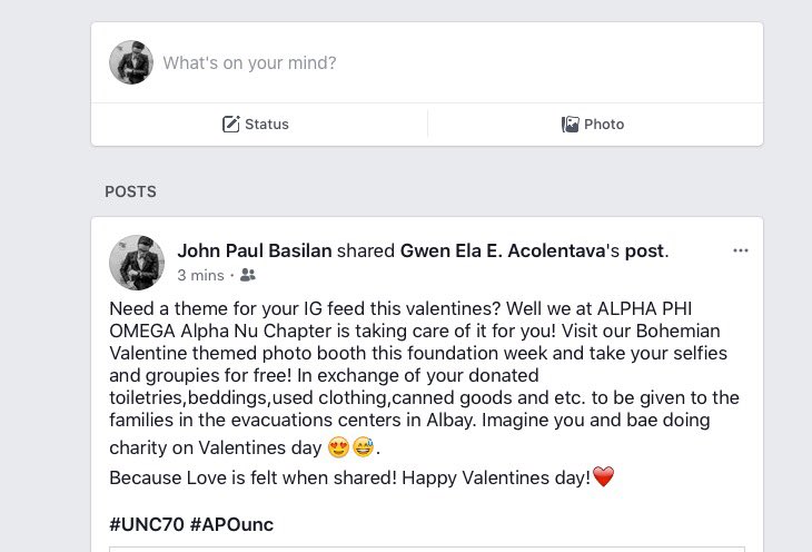 lactoBasilllus's tweet photo. Hi twitter fellas! Pa basa and pa retweet na din. A benifit project for evacuees of Mayon erruption.
Because love is felt when shared!πβ€οΈ
#UNC70 #APOunc #UNCfoundationweek #photoboothForACAUSE #GAYONgaroMAYON https://t.co/4ibDCyyIdW
