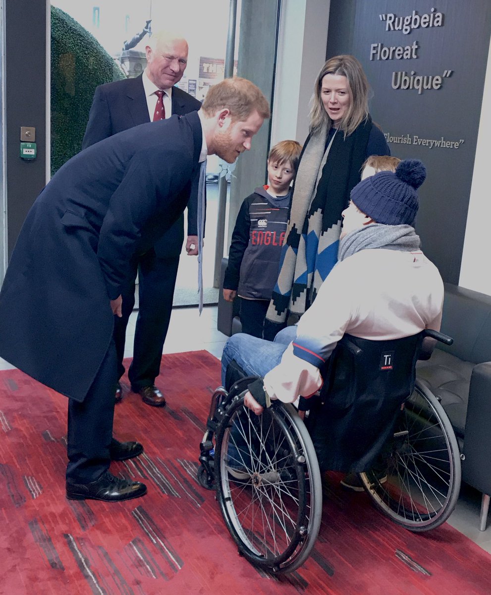 KensingtonRoyal's tweet photo. Now to Twickenham for 
@EnglandRugby v @WelshRugbyUnion 
#sixnations First Prince Harry is meeting beneficiaries of @TheRugbyCharity, which supports players who sustain a catastrophic spinal cord injury or traumatic brain injury playing the game https://t.co/IXa0HPNIFm
