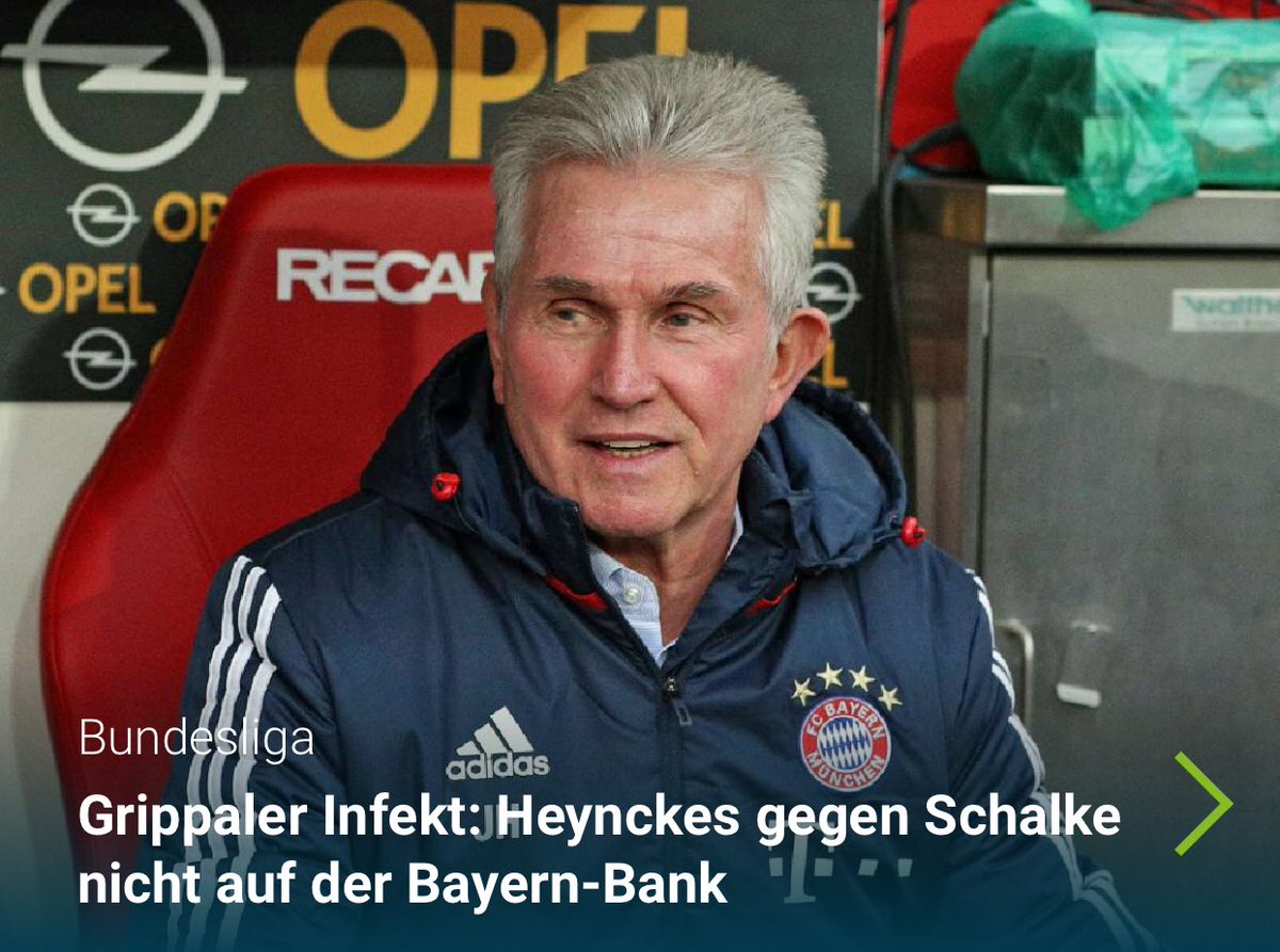 spckstr's tweet photo. FC Bayern ohne Heynckes gegen Schalke 04. Grippaler Infekt. 
https://t.co/d0zOMgnzXF #FCBS04 #Bundesliga #1BL @spckstr https://t.co/D2et1dfRjT