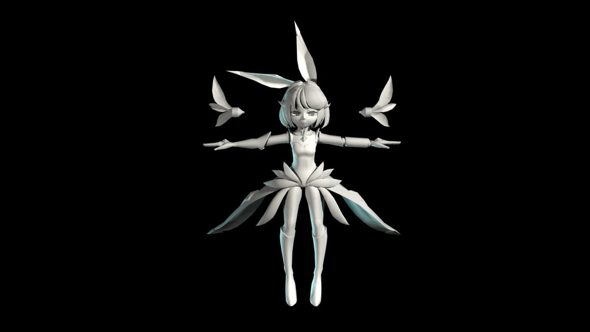 Yiffy イッフィー 今モデリングしてるもの 初めてキャラクターのモデリングで 分からないことが多すぎる これでいいのかを思いながらここまで来た ゲーム用でポリゴンで収まったのが嬉しい これから髪の分割少し増やして Uv展開と
