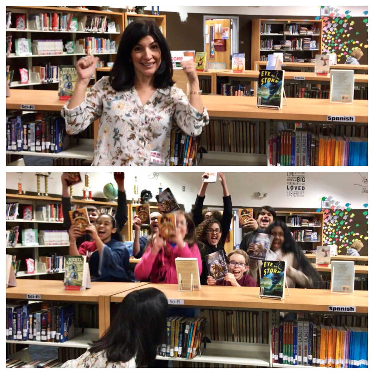 ChristinaDG's tweet photo. Great school visit at Denn John Middle School! Even filmed a quick video promo with these students for the anthology HOPE NATION (available Feb 27)! #outtakes #takenine #authorvisit #mediaspecialistsmakeithappen #ssyra #hopenation #forgottotakemorepics #lovetalkingwithstudents https://t.co/e6385nBul3