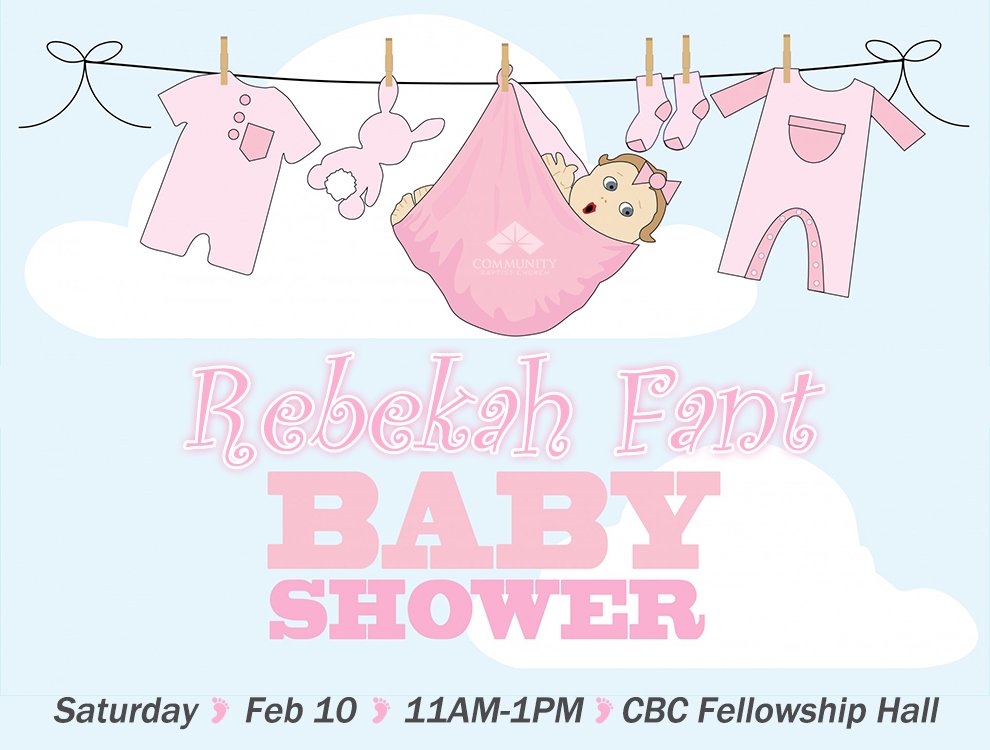CBC_SB's tweet photo. The baby shower for Rebekah Fant is still on today at 11AM. Looking forward to having a sweet time together with the ladies of #CBC. #babyshower #Itsagirl #four https://t.co/S5xKugYbpC