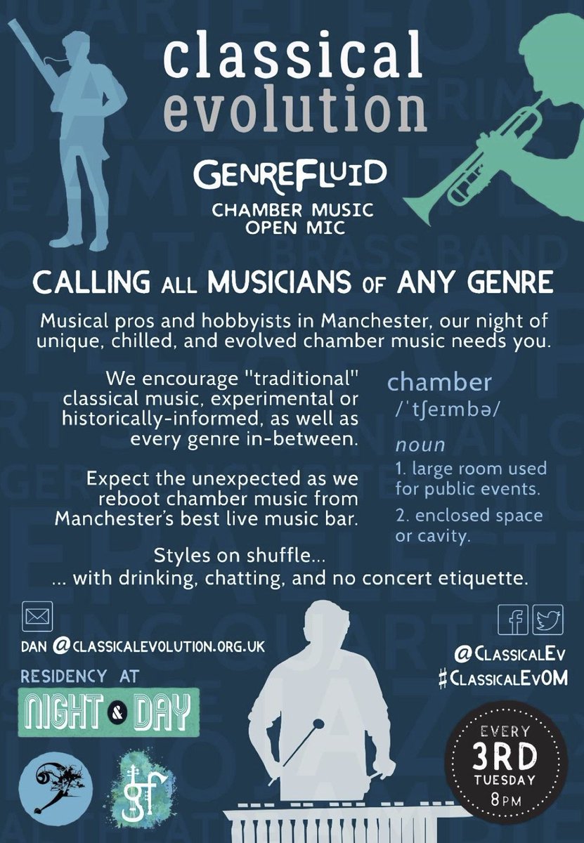 nightanddaycafe's tweet photo. TUESDAY // FREE ENTRY > @ClassicalEv // redefining chamber music for the Spotify generation // Doors 8pm // #OpenMic #classical #improv #ClassicalEvOM #GenreFluid // https://t.co/QH7fCRl9aJ