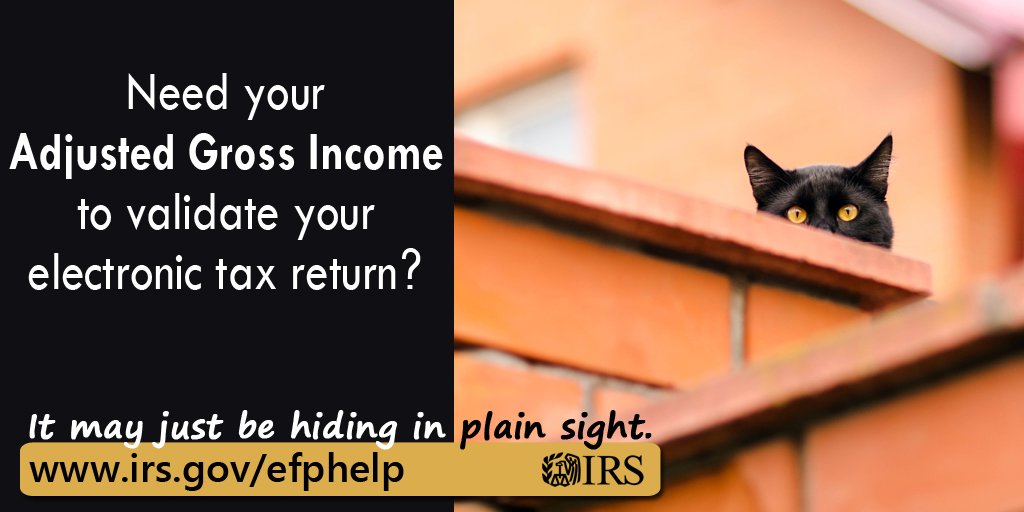 To validate efiled taxes, see line 37/1040; line 21/1040A or line 4/1040EZ for your AGI on the 2016 #IRS return you filed last year: irs.gov/efphelp