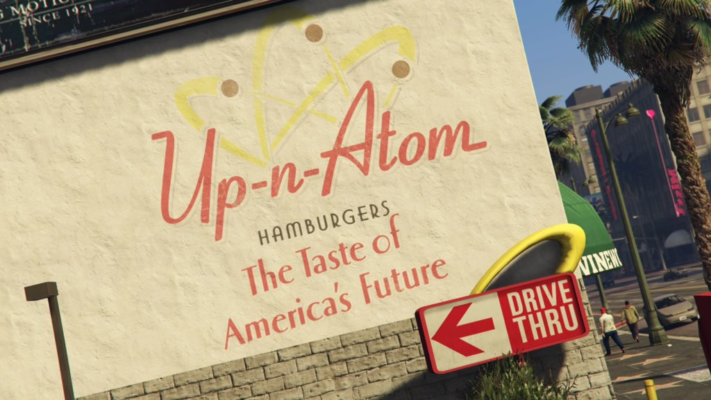 UpNAtomGTA's tweet photo. Come on down to Up-N-Atom Burgers! There's always something you'll like! https://t.co/uaAAqqBukm