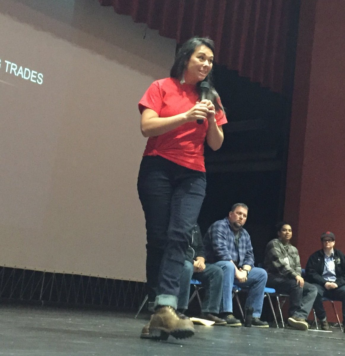 Friday <a href="/KayleenMcCabe/">Kayleen McCabe</a> spoke to St. Helens students about the trades. She rocked her <a href="/moxieandmoss/">Moxie/Moss Workwear</a> Maven jeans in the process. Love when all our people and partners are connected.