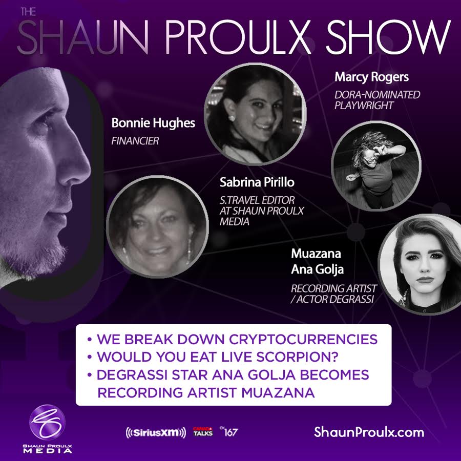 S_TRAVEL's tweet photo. Cryptocurrencies! Eating live scorpions! And #Degrassi star Ana Golja - all this weekend on a super new Shaun Proulx Show - SiriusXM Canada Talks 167! Sat 3pm ET Sun at 12 pm / 4pm / 7pm ET #ThoughtRevolution https://t.co/gatPqNvVM4