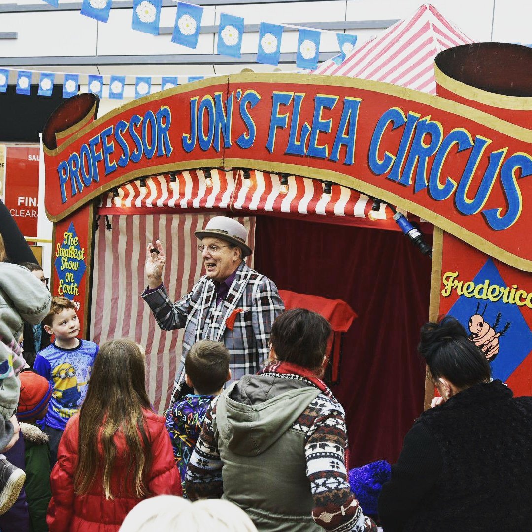 The Flea Circus is pulling in the crowds here in #Keighley today! #yorkshire #fleacircus #Circus