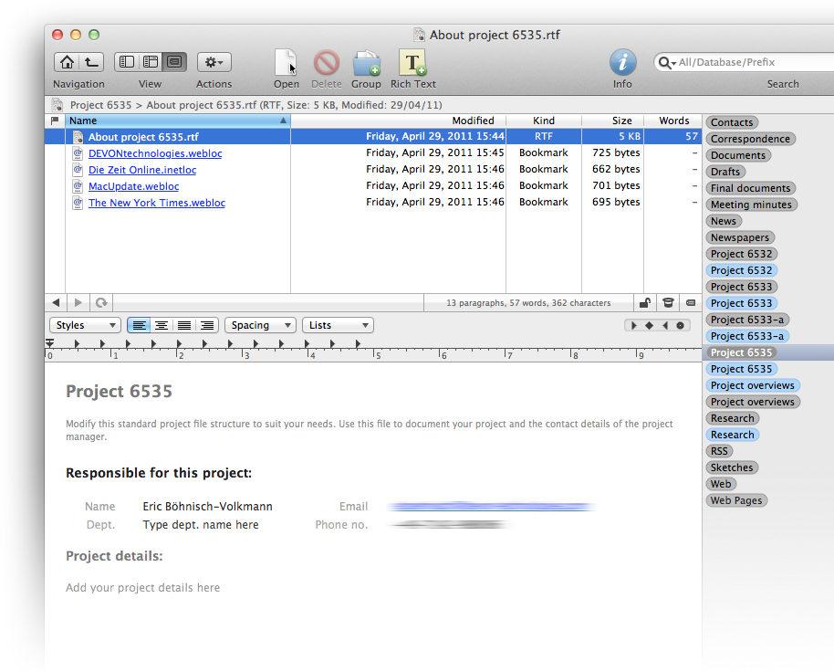 The Devonthink software