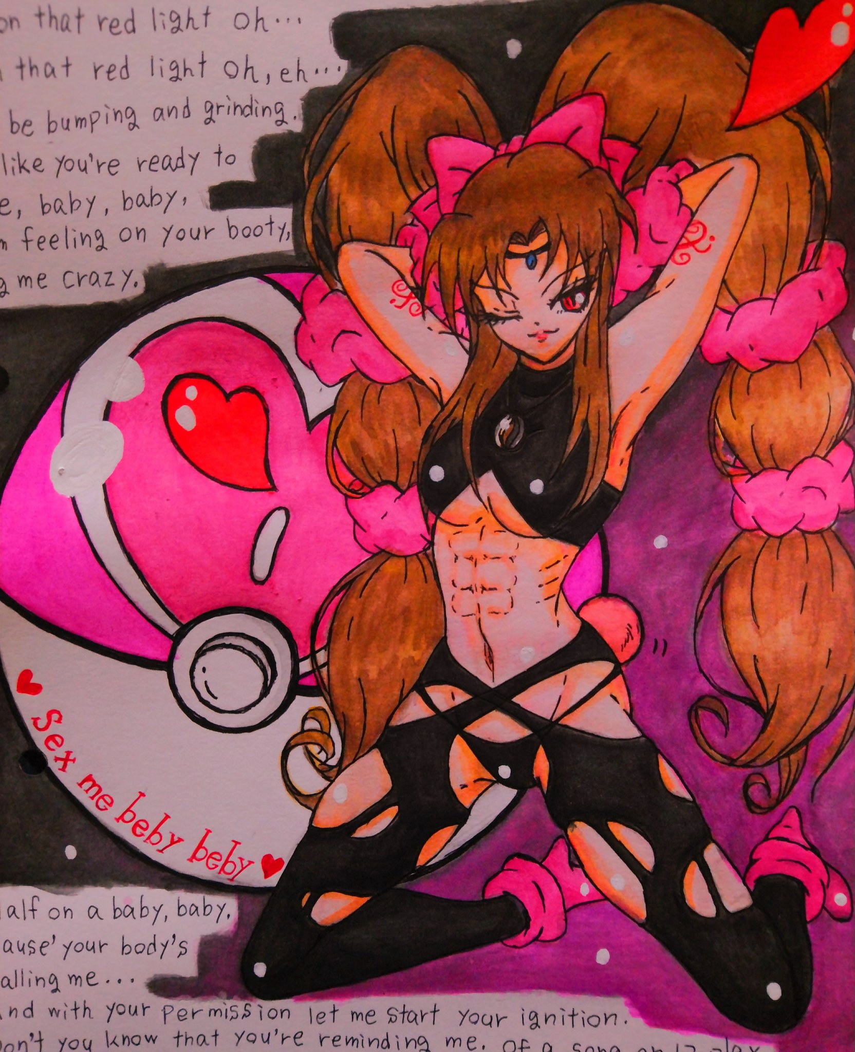 緋月アオイ 新しいイラスト 色違いのメガミミロップをコスプレ風に描きました かなりセクシーにして 筋肉も付けました T Co Sc6oq2lloy Twitter