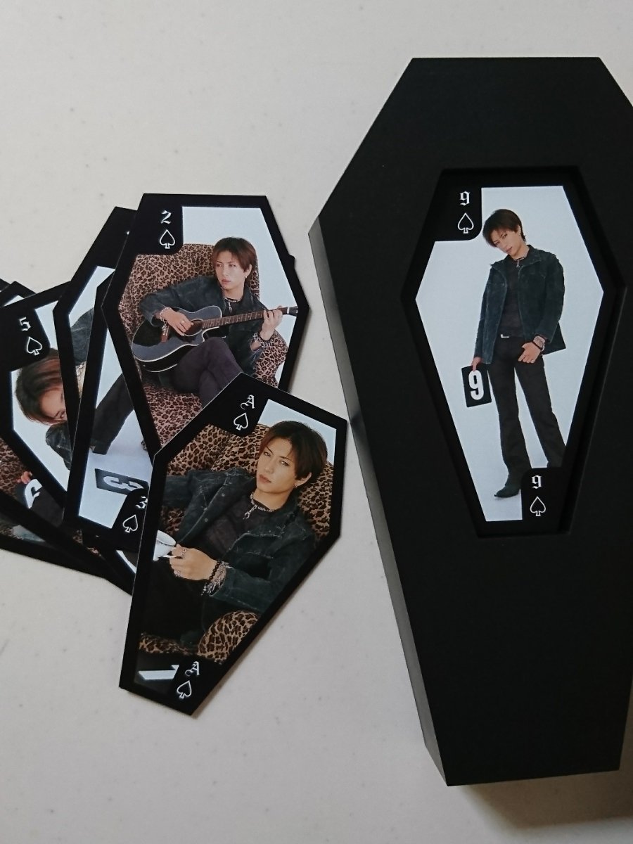 Gackt playing cards but they're coffin shaped and come in a box that looks like a coffin so if you really hated the guy you could just pretend to be the undertaker at his funeral