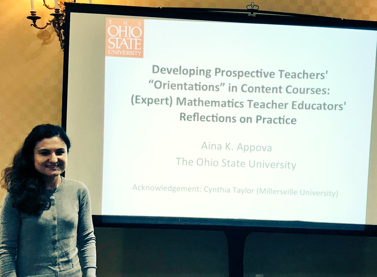 professorteds's tweet photo. Wow. Aina Appova presenting incredible research on insight/expert knowledge on teaching math content, from veteran math teacher educators with >20 years experience @OSUehe @OSUMarion #AMTE2018 https://t.co/2h4ObWmVv8