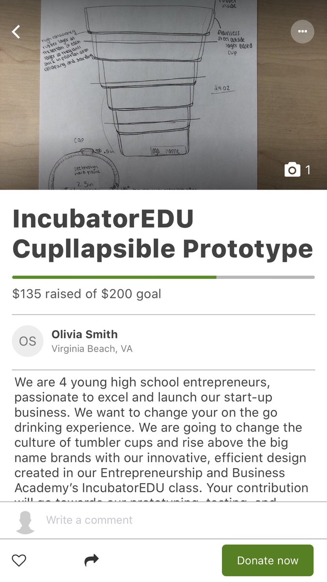 cupllapsible's tweet photo. Cupllapsible is extremely gracious for all of the donations! Soon we will be off to making our first prototype!!Thank you all for supporting our startup business 💜 https://t.co/fxfDkH04L2