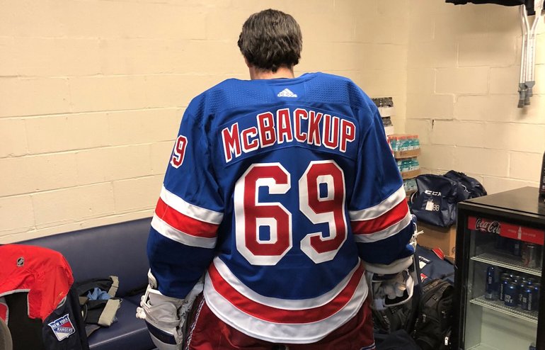 SBNation_NHL's tweet photo. The Rangers gave their emergency goalie an extremely nice uniform. ๐๐๐ (via @akaiser) https://t.co/MSao9Ou7T3 https://t.co/PytIQ6iToP