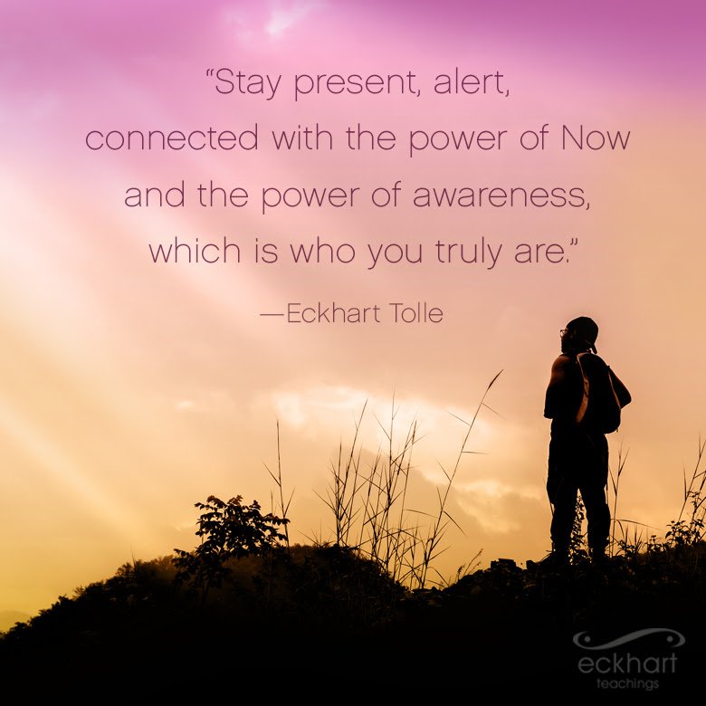 EckhartTolle's tweet photo. Stay present, alert, connected with the power of Now and the power of awareness, which is who you truly are. ~Eckhart Tolle #PresentMomentReminder https://t.co/b0vZe3k7tT
