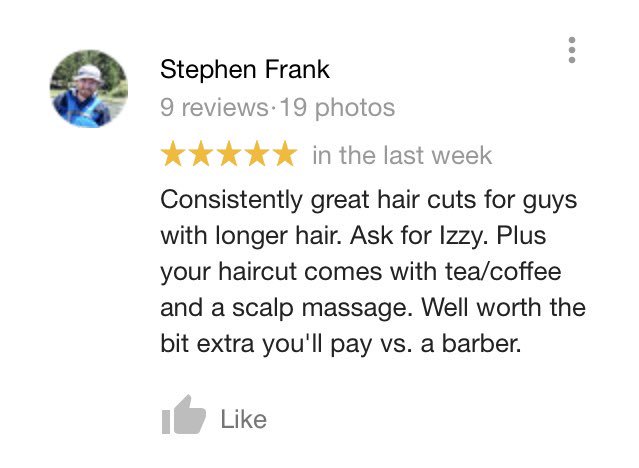 Thank you Stephen for being a loyal guest and laughing with Izzy! #goldenCO #loyalguests #trustyourstylist #menscut #menshair #mensgrooming #google #review #bookonline hairloungegolden.com