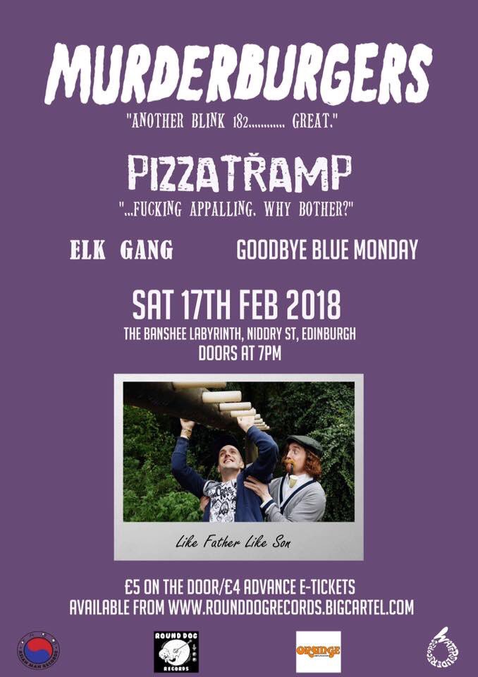 Yo! You’re coming to see us play in #Edinburgh next Saturday with <a href="/murderburgersUK/">The Murderburgers</a> #PizzaTramp and @goodbye_blue yeah? Cool! Buy a ticket here before it sells out rounddogrecords.bigcartel.com/product/murder…