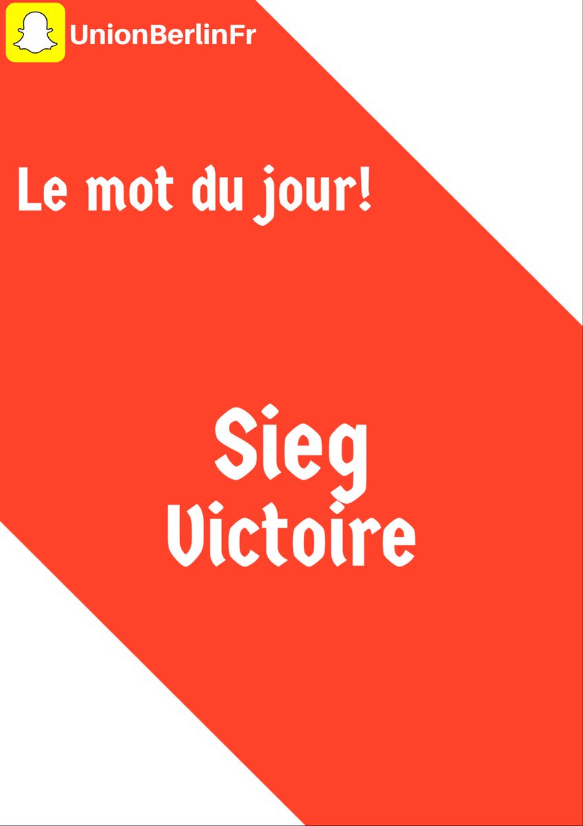 UnionBerlinFR's tweet photo. ⏰! C’est l’heure du „mot du jour“ ! Aujourd’hui, je vous apprend le mot victoire en 🇩🇪! Noter les variantes „Heimsieg“ (Heim = domicile) et „Auswärtsieg“ (Auswärts = extérieur)! pour retrouver facilement tous les mots de notre rubrique ➡️ #LeMotDuJourFCU #EisernUnion https://t.co/bU8tsMapnN