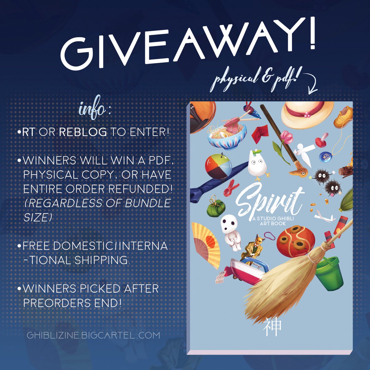 ghiblizine's tweet image. [RT💖] Preorders for SPIRIT: A Studio Ghibli Art Book are now open until March 10! RT/reblog to win a free copy! (other details below) #studioghibli #zine #giveaway 

➡️PREORDER AT: ghiblizine.bigcartel.com
