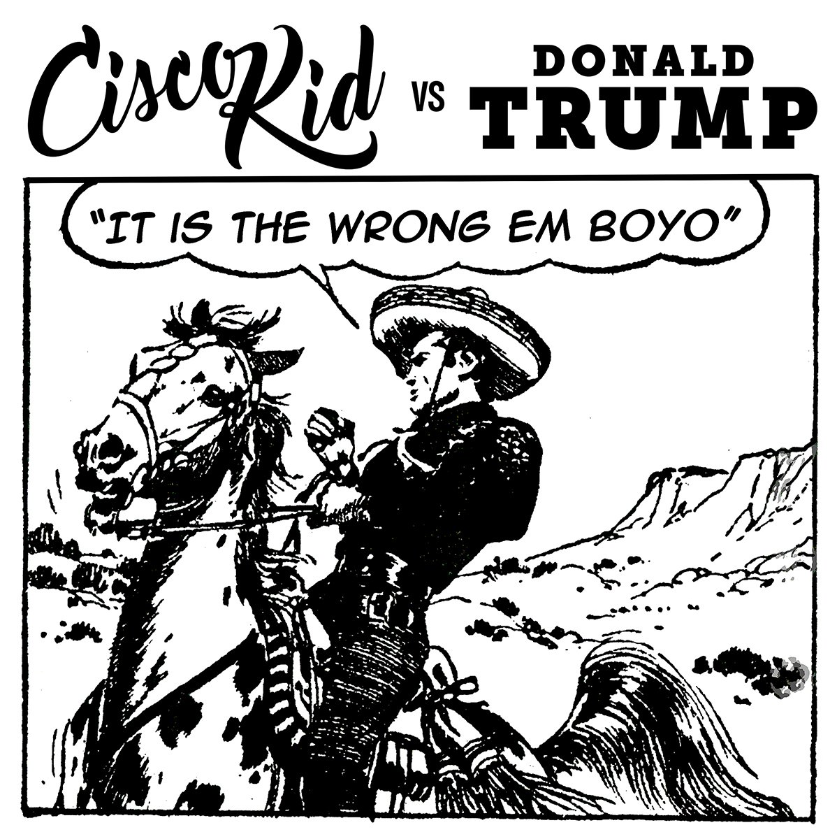 CiscoVsTrump's tweet photo. at @differenttrain1 ATL• Art Show by Kosmo Vinyl #kosmovinyl  #ciscokidvsdonaldtrump #throwback "CK#18e" (August 26, 2016) • Follow "CiscoKidvsDonaldTrump" IG @https: // https://t.co/JDhuqsAfvl   #resist @realDonaldTrump :0 #differenttrainsgallery https://t.co/CHYkVSAr1f