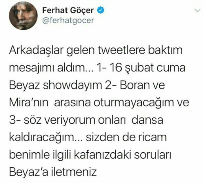Ferhat Göçer de #HiLeon cu çıktı ya da bu fandom ın gücü 😊
Dans sözü de geldi 😍
#BeyazShow #VatanımSensin #HiLeon 
EnTatlıPartnerler MirayBoran