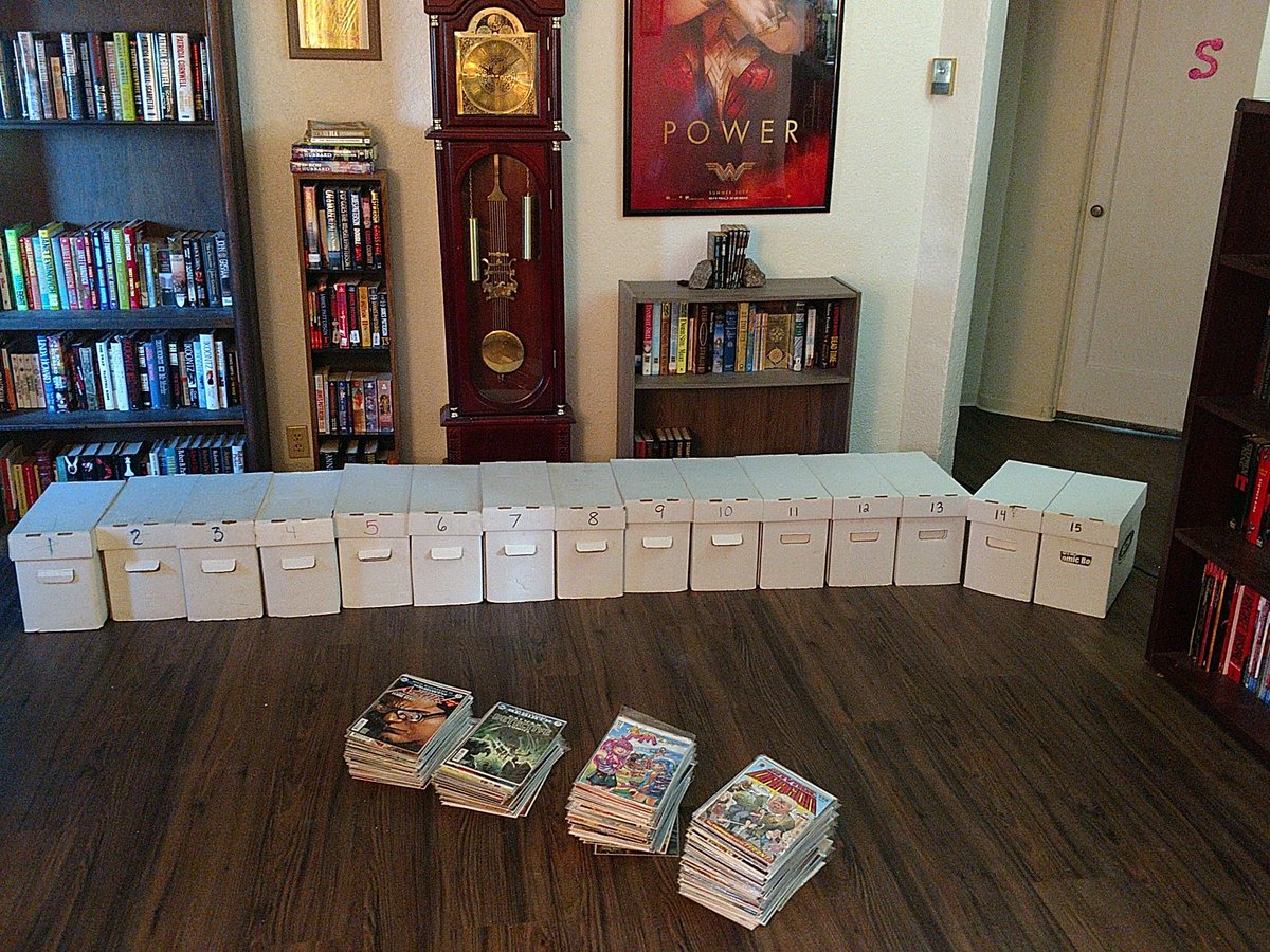 mercyslittlesho's tweet image. It's been a very long time since I had time to put comics away. Well Mr Mercy's Little Show is home &amp;amp; we have no plans, so I've decided this is what we're doing today. #HappyDay #ComicBooks #ShortBox #LifeIsChaos