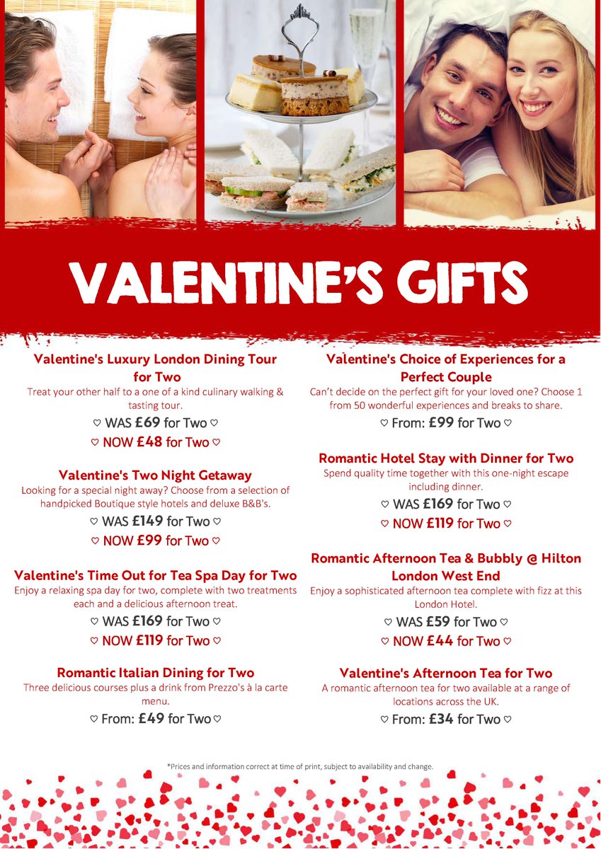 Roses are red, Violets are blue, here are some Valentine offers for you.  Call 01962 877327 to find out more.