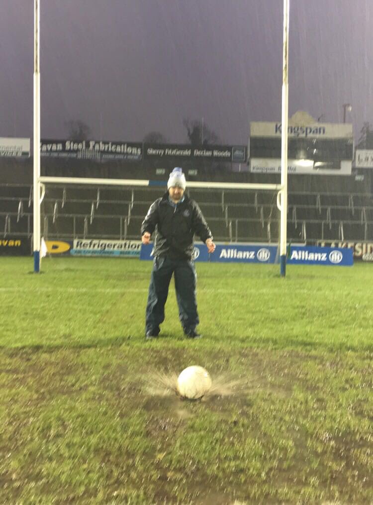 CavanCoBoardGaa's tweet photo. GAME POSTPONED
Due to the torrential rainfall this evening, following a pitch inspection, the pitch in Kingspan Breffni has been deemed unplayable. Therefore this evenings #AllianzLeagues football game between Cavan and Meath is postponed. https://t.co/2XL0gpB2Kp