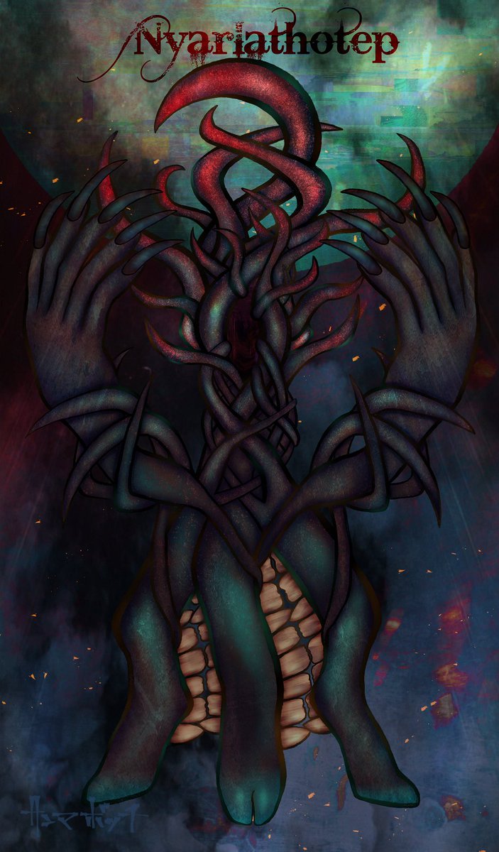 サンマボッチ イラスト クトゥルフ神話 Nyarlathotep ニャルラトホテプ ナイアーラトテップ 血塗られた舌 個人的にはナイアーラトテップとの呼び方が好ましいが メジャーなのはニャルの方なのかなぁ