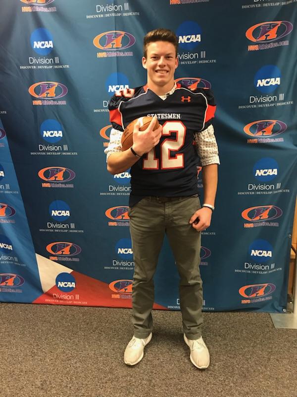DavidCKrewson's tweet photo. Beyond blessed and excited to admit that I will be furthering my academic and athletic career as a Hobart Statesman at Hobart and William Smith college!! Thank you to everyone who has helped me get to this point and go Statesman!! @HobartFootball https://t.co/kciuyu7cMy