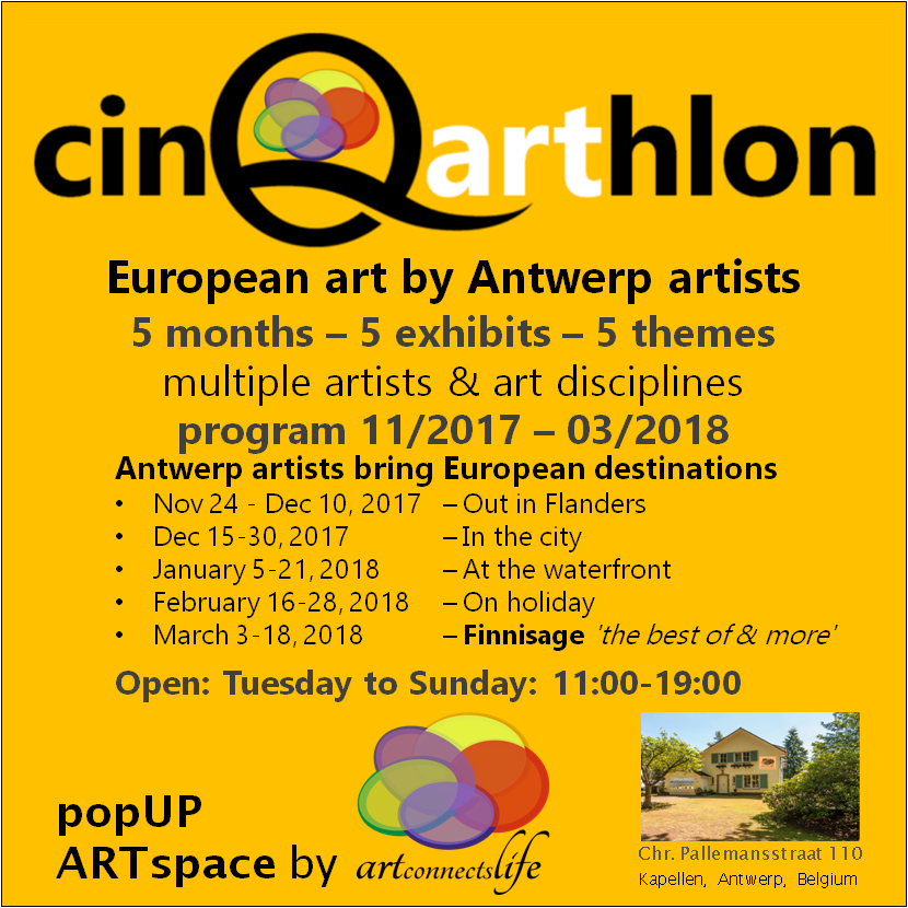 ARTconnectsLIFE's tweet photo. #cinQarthlon – European art by Antwerp artists
At #popUPARTspace by @ARTconnectsLIFE
#Antwerp #Belgium
an initiative by @ARTconnectsLIFE
#ARTconnectsLIFE | #ARTpreneurs | #ARTronomy
creativity, design and passion inspired
#ARTdistricts | #ARTspaces | #ARTfestivals | #ARTbiennales https://t.co/0gkzi29taF