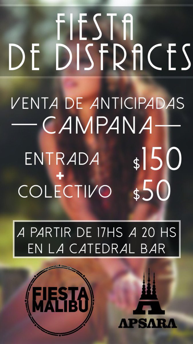 🌴FIESTA MALIBÚ 🌴

CAMPANA : 

•HOY arranca la Venta de anticipadas : Valor $150 En La Catedral Bar , a partir de las 17 hs 

MICRO : Valor $ 50  

🌴🎉LA FIESTA LLEGO Y ES MALIBÚ 🎉🌴#FDD #12.02