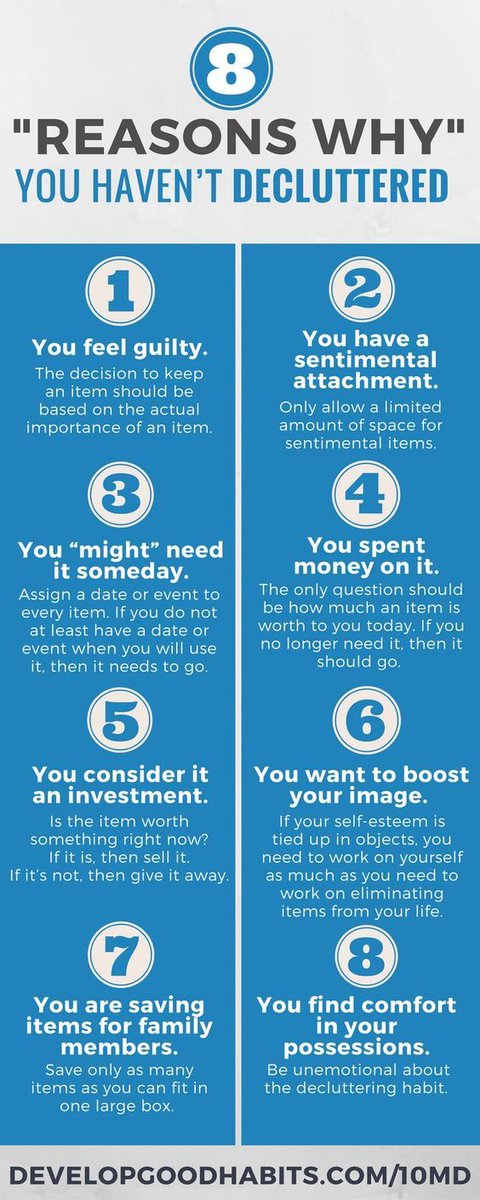 TOrganizer's tweet image. Do any of these reasons apply to you? Here are 8 reasons why you haven't started the decluttering process! #decluttertoday #declutter101 #lessstress #beautifullyorganized