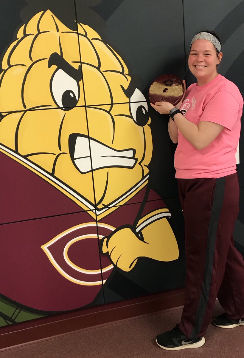 CobberSoftball's tweet photo. First she proves she’s the Champ not a chump! Then she was awarded the Plate Award winner of the week! Abigail Haraldson might have had the best week ever for a #Cobber! Congrats Abigail! #CobberSoftball https://t.co/LRvqyNs6TP