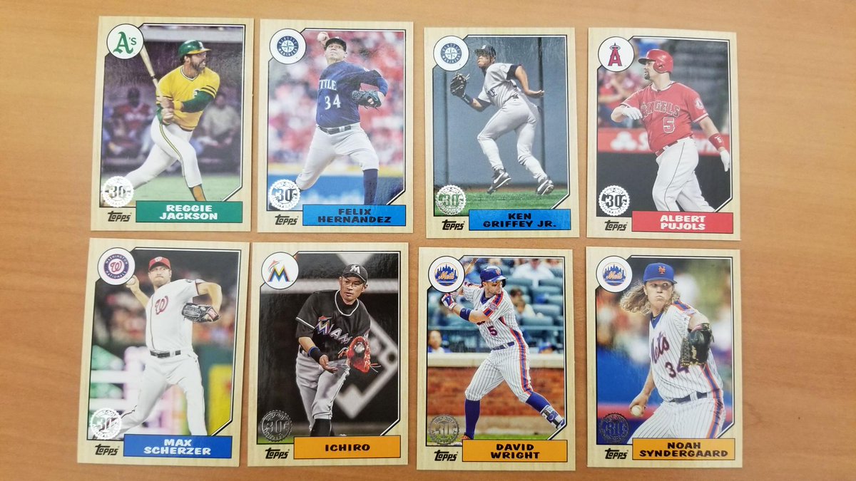 MLB's tweet image. You know you want these @Topps cards made to mirror the iconic 1987 set 😍.

RT and ALL of these #MLBCards could be yours.